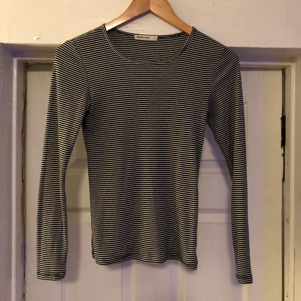 Longsleeve Lila rib crew in black/cream